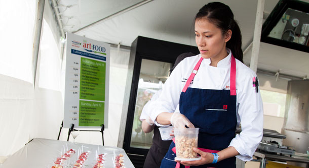 Pastry Chef Nguyet Nguyen Serving Panna Cotta